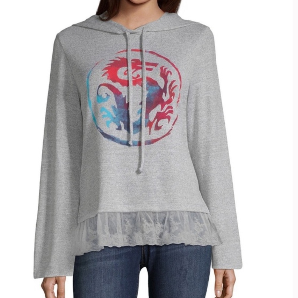 Disney Mulan Dragon Lace Hoodie Sweatshirt L